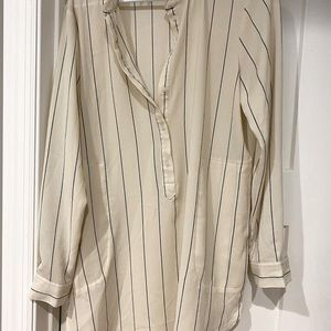 Tahari tunic cream and navy striped sz L